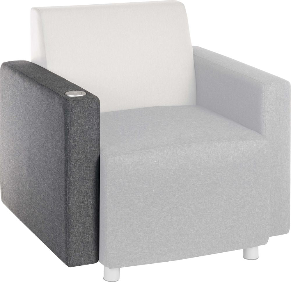 Dark Grey Fabric Modular Reception Sofa - Optional Arms & USB Ports - CUBE